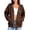 Brown, variant on Women's Long Sleeve Full Zip Hoodie Loose Fit Fleece Lined Sweatshirt Open Front Cardigan Coat with Zipper Pockets Drop Shoulder Black XXL