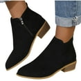 thumbnail image 5 of HAOTAGS Ankle Boots for Women, Casual Low Heel Side Zipper Booties Black 7, 5 of 8