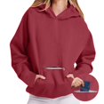 thumbnail image 5 of Women's Oversized Casual Hoodie, Long Sleeve Sweatshirt with Pockets, Red, 5 of 5