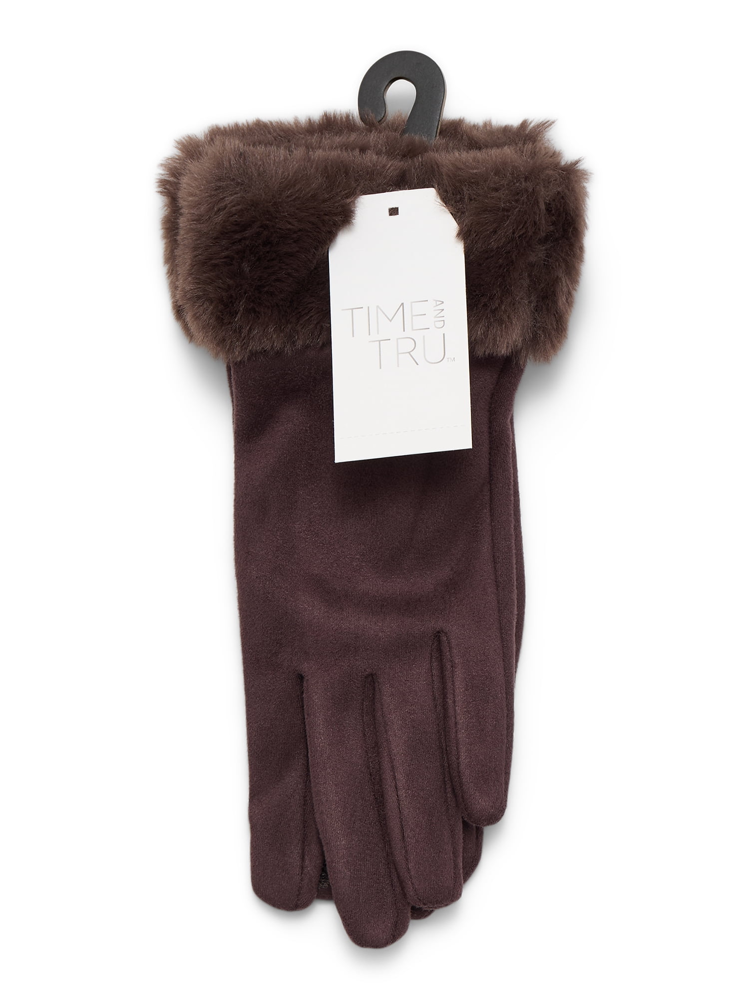 Time and Tru Women's Faux Suede Gloves, Chocolate, Sizes S/M-L/XL
