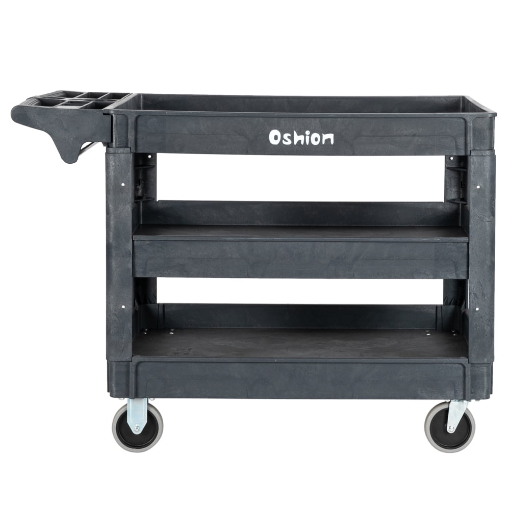 Plastic Trolley, 3 Layer Utility Cart Storage Cart with Cup Holder and
