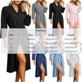 thumbnail image 3 of Wensltd Women's Nightgowns Solid Terry Cloth V Neck Long Sleeve Tie Waist Bath Robe with Pockets for All Season, 3 of 8