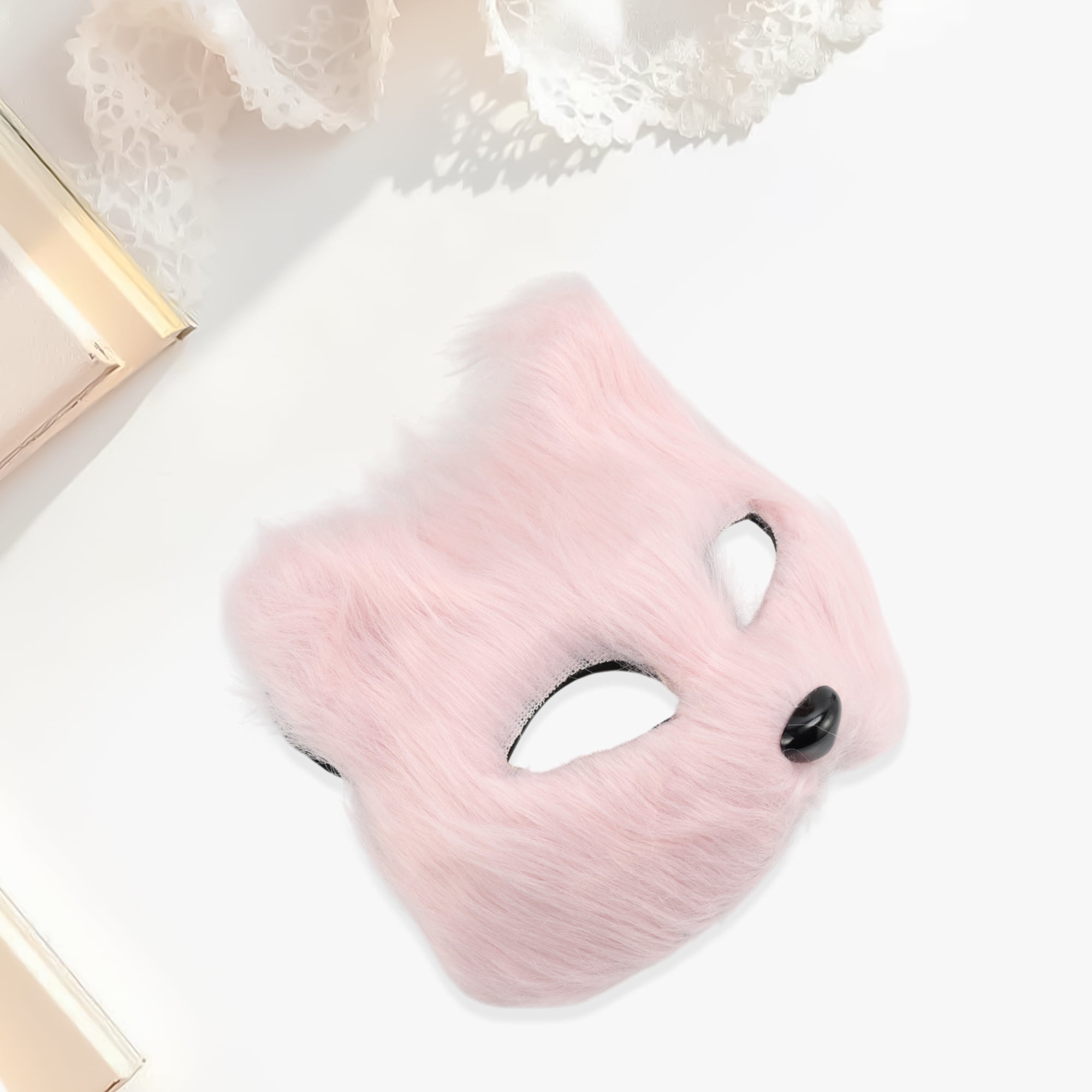 Unique Bargains 1 Pack Long-haired Foxes Party Mask Costume Events Pink