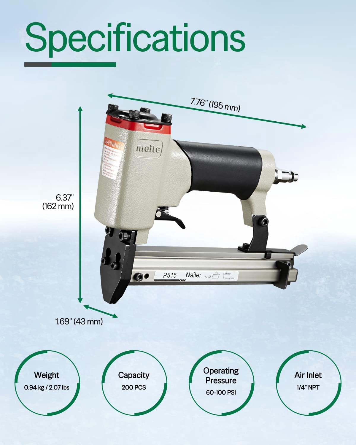 MEITE P515 5/8 inch Pneumatic Flex Point Tacker or Nailer Picture Framing Nailer