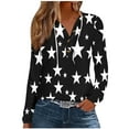 thumbnail image 2 of JTZGDY Fall Womens Eyelet T-Shirts Casual Drawstring Button V Neck Crochet Hollow out Long Sleeve Hooded Pullover Tops Boho Floral Printed Graphic Hoodie Shirts Black#02 XL, 2 of 6