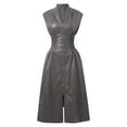 thumbnail image 3 of Women's Casual Dress Sleeveless Leather Zip Long Dress For Daily Vacation Stylish Solid Color Design Comfortable Fashion Outfit Dresses for Women plus Size Elegant Dress for Women Womens Summer, 3 of 4