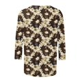 thumbnail image 5 of CYMMPU Fall Trendy Shirts 3/4 Sleeve Tunic Tops Flower Pattern Round Neck Loose Fit Spring Tops Blouses for Women Dressy Casual Lightweight Basic Tees Multicolor XL, 5 of 5