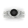 thumbnail image 2 of Clara Pucci 18K White Gold 2.94 Natural Onyx Engraveable Engagement Ring + Wedding Band Set, 2 of 7