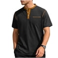 thumbnail image 2 of CBASIHI Henley Shirts for Men with Pocket- Classic Short Sleeve Summer Fashion Casual Mens Lightweight T-Shirt Black Size S, 2 of 9