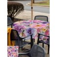 thumbnail image 5 of Outdoor Tablecloth with Umbrella Hole for Patio/Picnic/Party/Camping, Farmhouse Flowers Waterproof Table Cloth Square Cover Washable, Spring Watercolor Purple Pink Floral Beige (60"x 60"), 5 of 8