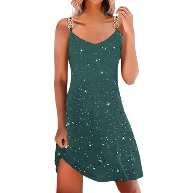 Prolriy Robes de Cocktail pour Femmes, Robe à Bretelles en Diamant Chaude pour Femmes Robes de Bal 2025 Robes pour Femmes Vert G