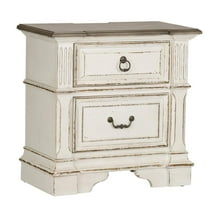 Abbey Park White 2 Drawer Night Stand w/ Charging Station