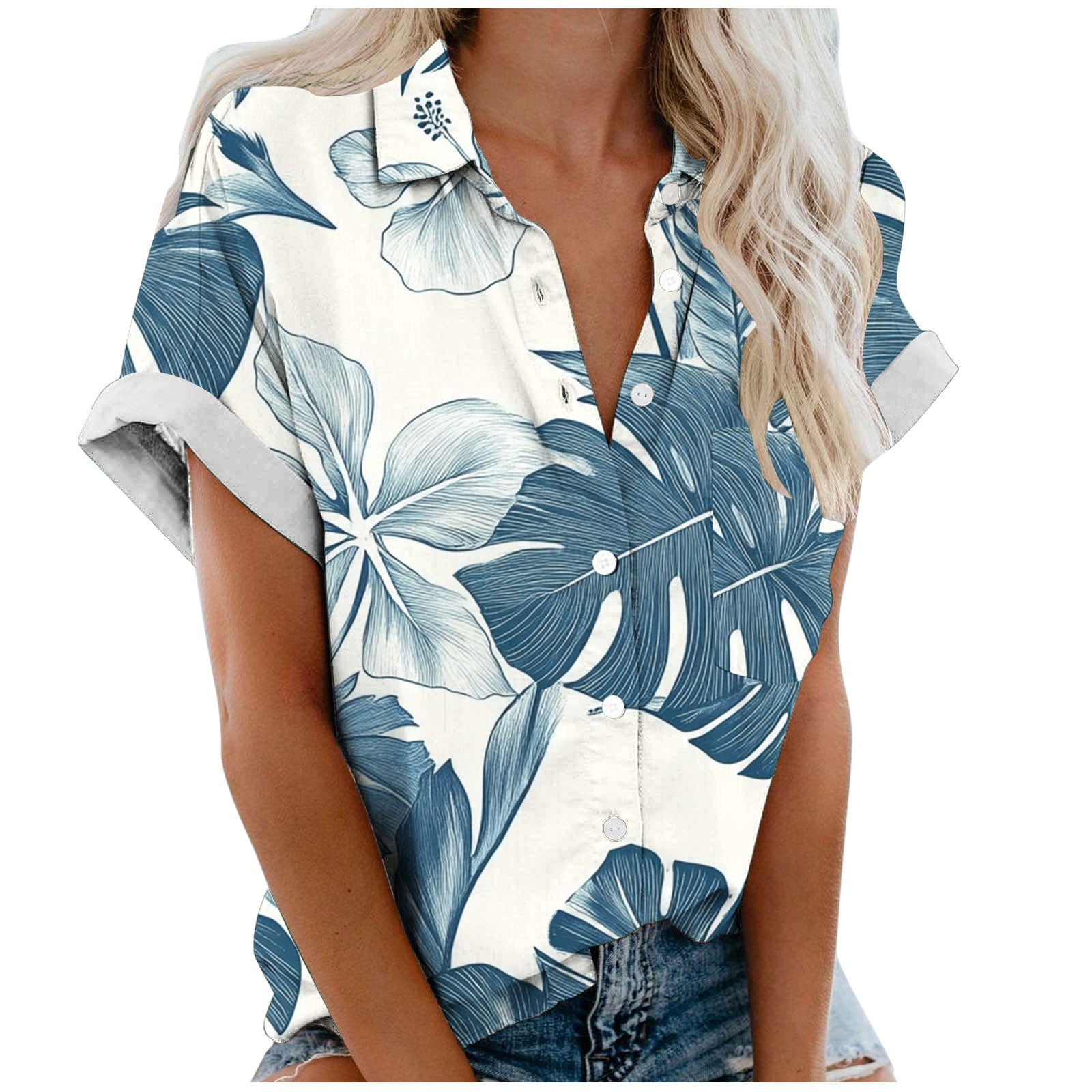 Amazon.com: ZXZY Womens Hawaiian Shirt Vintage Leaf Floral