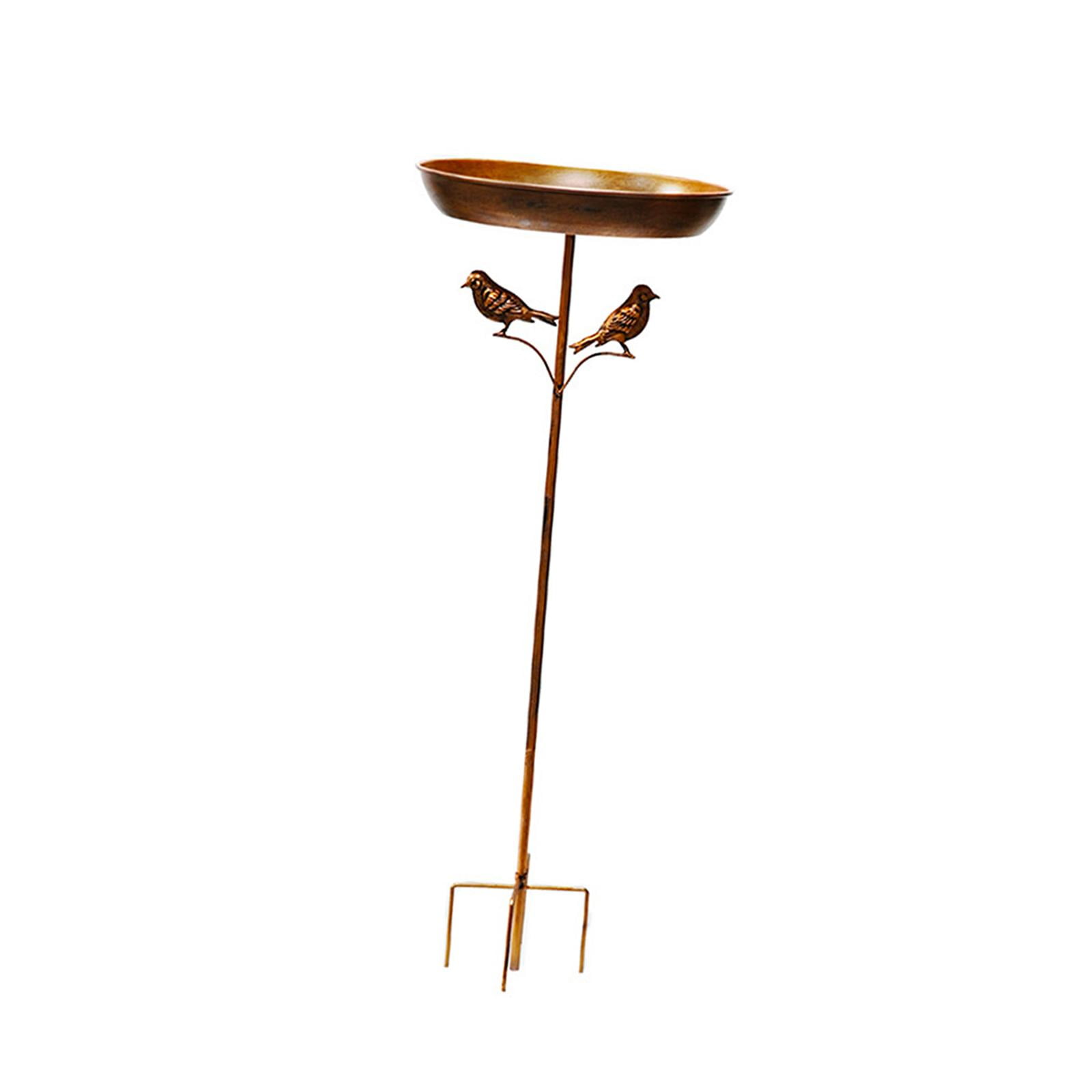 koolsoo Bird Bath Bowl Feeder Bowl Metal Iron Pedestal Decoration Vintage Design Birdfeeder Freestanding Birdbath for Patio Yard Lawn