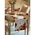 thumbnail image 3 of Valentines Flower Table Runner 120 Inches Long Cotton Linen Kitchen Dinner Table Runners, Retro Red Rose Spring Floral Saint Burlap Tablerunner for Dresser/Dining/Party/Wedding, 13''''x 120'''', 3 of 5