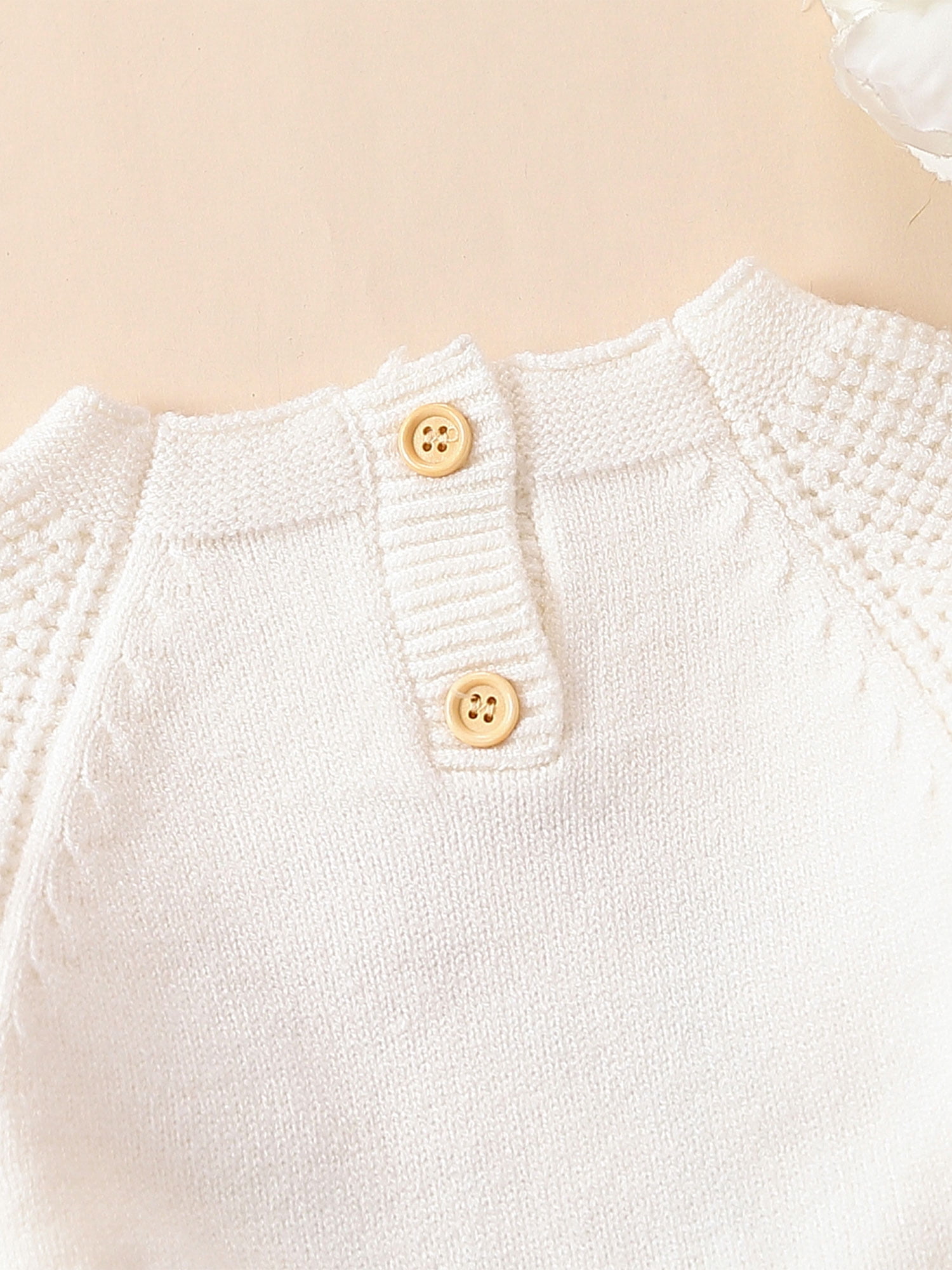 Wassery Baby Girls Knit Rompers Flower Print Crew Neck Long Sleeve Drawstring Onesies Infant Fall Jumpsuits Newborn Casual Bodysuits 0-24M