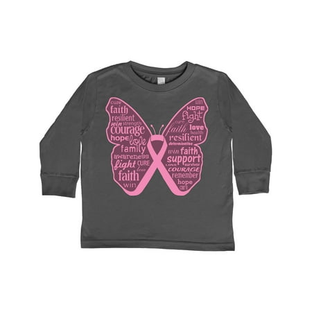 

Inktastic Breast Cancer Butterfly Collage of Words Gift Toddler Toddler Girl Long Sleeve T-Shirt