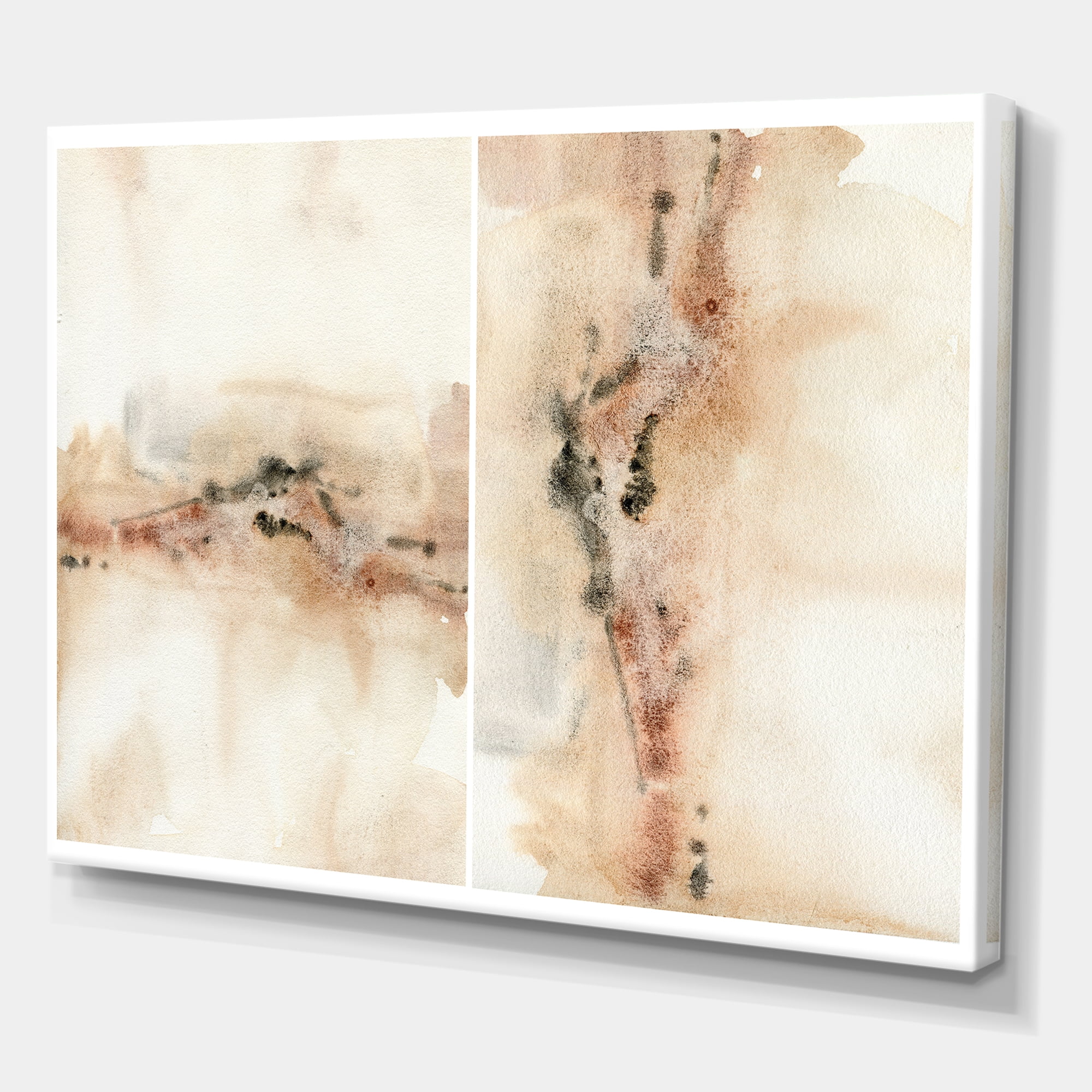 Designart ' Abstract Yelllow Red Beige and Pink Spots Pastel ' Modern Canvas Wall Art Print