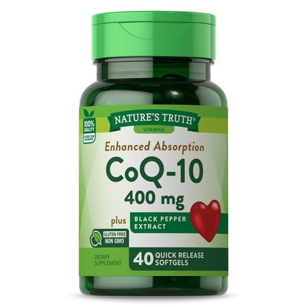 Nature's Truth CoqQ10 400mg | 40 Softgels  | Maximum Strength Supplement | Enhanced Absorbtion | Non-GMO, Gluten Free