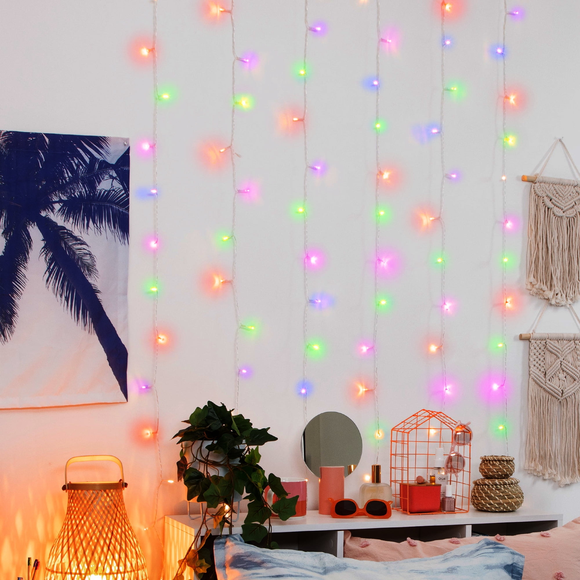 BrightSide Color Changing RGB Curtain Lights with Remote, USB Powered, 5ft H x 3.5ft W