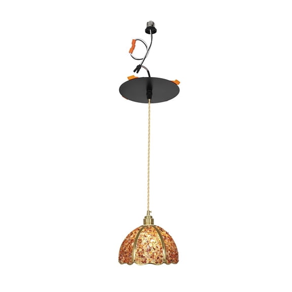 KAYYELAMP Modern Handmade Red Crystal Recessed Retrofit Pendant Lighting Conversion Kit E26 Power Connector 3.2 Ft Adjusted Cord Hanging Lamp for Hallway Farmhouse