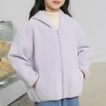 thumbnail image 3 of WhouRiu Big Girls Boys Jacket Flannel Warm Loose Hooded Coat Children Cozy Thermal Sports Autumn Winter Jackets Purple,Sized 7-8, 3 of 3