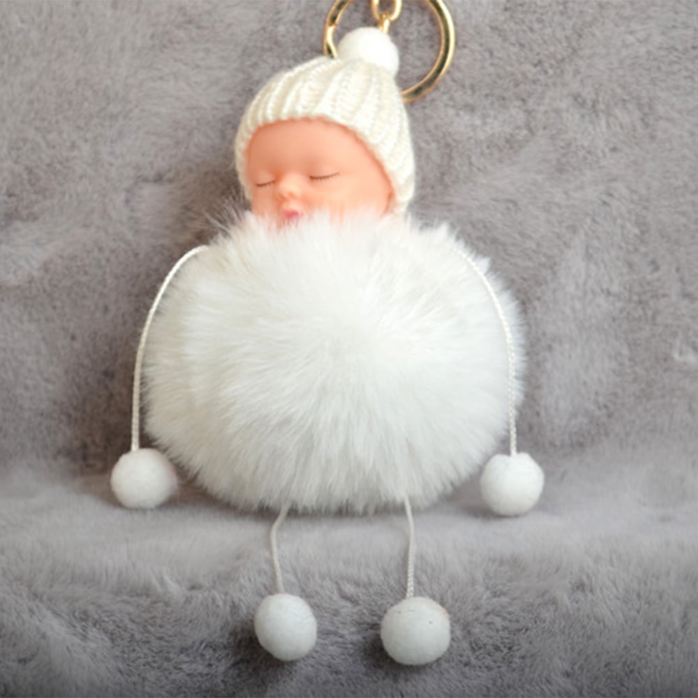 fluffy baby keyring