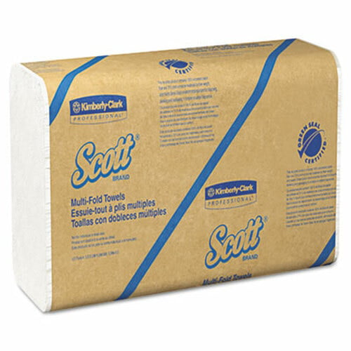 9 1/5x9 2/5 250 per Pack Scott 01807 Multi-Fold Towels Case of 16 Packs white 100% Recycled 