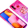 thumbnail image 4 of SOGA Phone Cover Compatible for Samsung Galaxy A20S Liquid Floating Quicksand Case with Diamond Ring Stand for Magnetic Car Mount and Lanyard - Purple on Pink, 4 of 5