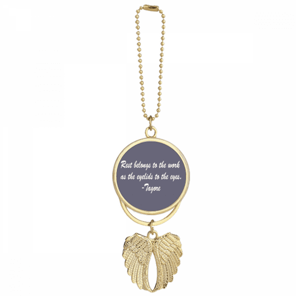Qoutes Famous People Healing Rest Work Eyelid Eyes Car Keychain Angel Wing Pendant