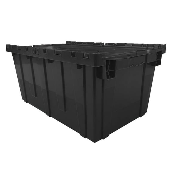 UBMOVE Storage and Packing Plastic Tote Crate Attached Lid Flip Top, 27"x17"x12"