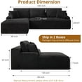 thumbnail image 2 of Cloud Sectional Couch 106" Modern L-Shape Corner Modular Upholstered Sofa with Loveseat Chaise Deep Seat Plush Corduroy Fabric Foam Cushions for Living Room Bedroom (Frame-Free No Assembly Required), 2 of 8