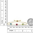thumbnail image 3 of Gem Stone King Keren Hanan 18K Yellow Gold Plated Silver 3 Stone Created Moissanite Adjustable Bracelet for Women with Oval and Round London Blue Topaz Red Created Ruby Green Peridot (2.43 Cttw), 3 of 4