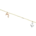 thumbnail image 6 of 14K Tri-Color Gold Fancy Link Chain Statement 12mm Multi Charm Anklet 9"+ 1" Ext, 6 of 6