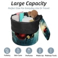 thumbnail image 2 of PhooArto Travel Cosmetic Bags Barrel Makeup Bag, Multifunctional Toiletry Bucket Bags Round Organizer Storage Pocket, Ladybugs on Blue Galaxy, 2 of 6
