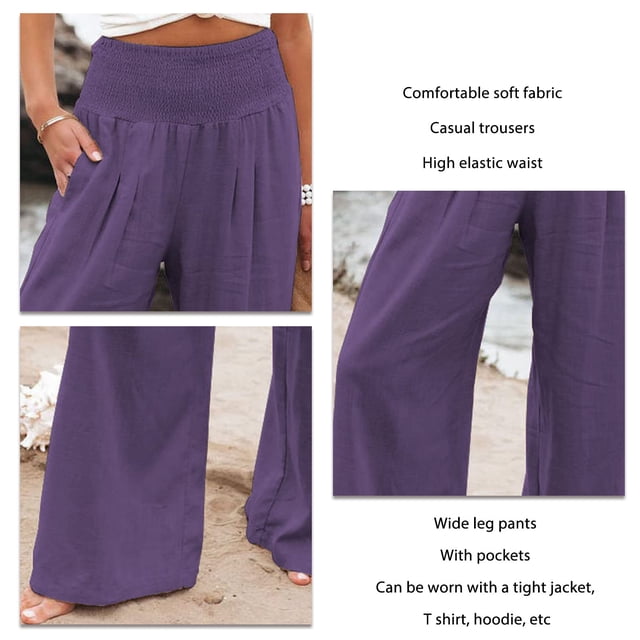 Pantalones De Mujer, Pantalones Holgados Casuales, Tejido De Poliéster De Moda, Pierna Ancha Para Vacaciones Ccdes Otros