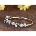 thumbnail image 3 of 0.25 Man made diamond moissanite Diamond wedding band half eternity band floral band anniversary ring Deco stacking band Sterling Silver with 18k Gold Plating, 3 of 9