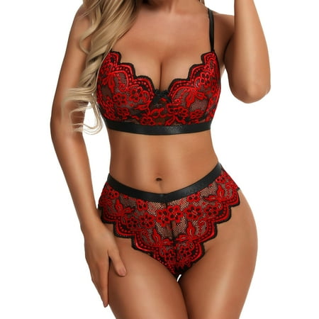 

ZMHEGW Women Set Bra And Panty Sets High Waisted Lace Floral Ladies Exotic Two Piece Underwear Seamless Lingerie Sets