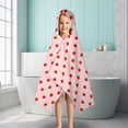 thumbnail image 6 of Red Strawberry Plants Pink Pattern Hooded Bath Towel，50"x30" for Ages 3 To 12 Kids, Quick Dry Lightweight Soft Microfiber Hood Beach Towel Cover Up for Kids, 6 of 7