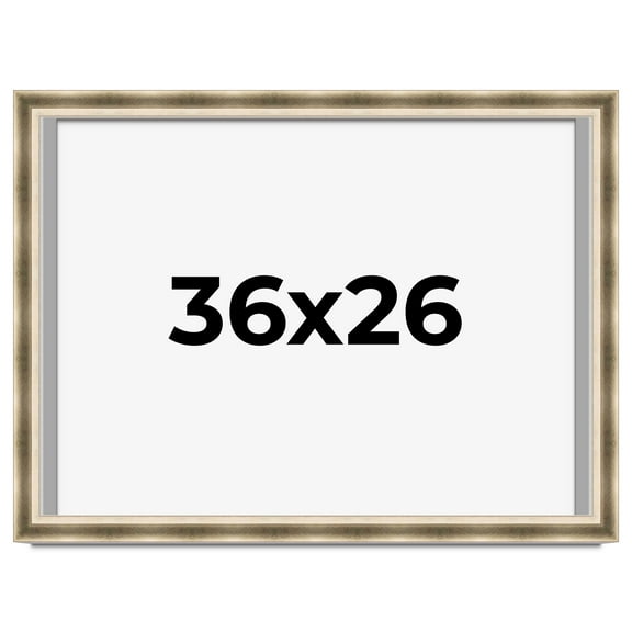 36x26 Shadow Box Frame Silver | 1.75 inches Deep Real Wood Traditional Shadowbox Display Frame | UV