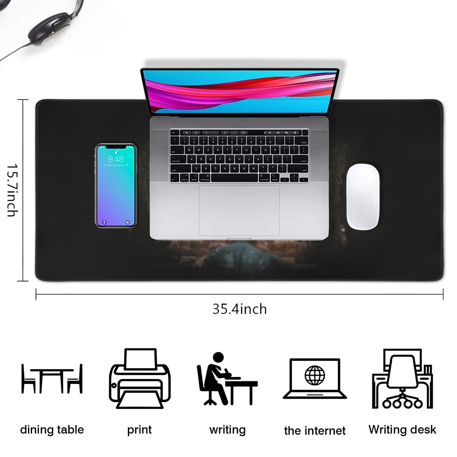 WUKONG Gaming Mouse Pad Non Skid Cool Rubber Mousepad for Table Desk Wukong, Buddha Sculpture Desk Mouse Pad for Computer Desk Laptop Decoration (35.4x15.7in)