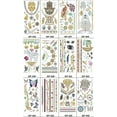 thumbnail image 1 of 12pcs Metallic Temporary Tattoos Gold Silver Temporary Tattoos Glitter Shimmer Designs, 1 of 2