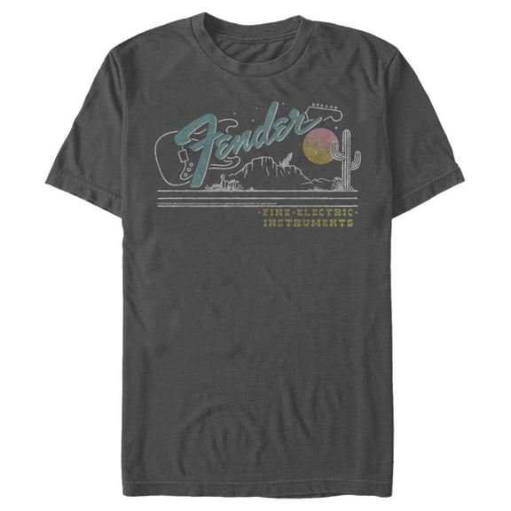 Men's Fender Fine Electric Instruments Desert  Graphic Tee Charcoal Large