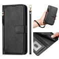 thumbnail image 5 of Funda para OnePlus Nord CE 2 Lite con cremallera tipo cartera, tarjetero, marco de fotos, soporte y cordón, de piel sintética. Negro, 5 of 5