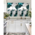thumbnail image 5 of Marble Turquoise Kitchen Curtains Sets 24 Inch Length with Valance, Abstract Gold White Brick Stone Motif Swag Valances and Tiers Curtain Set Drapes Swag Curtains for Living Room, Bathroom, Bedroom, 5 of 6