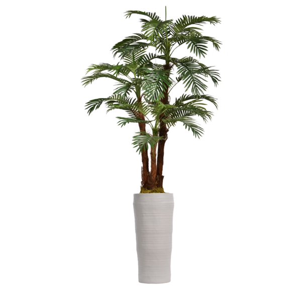 Vintage Home Artificial Faux Real Touch 87" Tall Palm Tree With Eco-Paper Planter And Fiberstone Planter