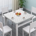 thumbnail image 3 of Black White Checkerboard Checkered Pattern Square Fitted Tablecloth with Elastic Edge,Square Table Cover,Washable Elastic Table Cover for Home Kitchen Party Decor 34"x34", 3 of 6