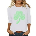 thumbnail image 1 of Staron Vente de Liquidation T-Shirts de la Saint-Patrick pour Femmes Col Rond Trèfle Irlandais T-Shirts Basiques Mode Décontractée Mignon Cœur Vert Blouses Amples Hauts d'Été, 1 of 4
