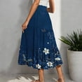 thumbnail image 5 of Long Skirts for Women High Waist A Line Skirt Casual Flowy Tiered Pleated Skirt with Drawstring Pockets Summer Leisure Vacation Printed Boho Skirt, 5 of 5