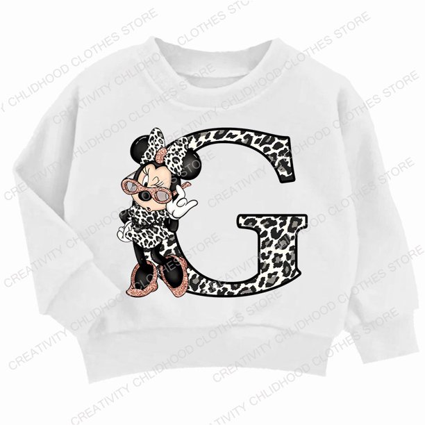 Children Hoodie Disney Minnie Letter A B C D Kid Casual Clothes O-neck Pullover Little Baby Kawaii Cartoons Boy Girl Sweatshirts90 Gao Jinjia LED